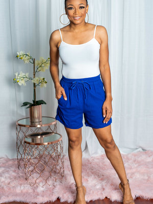 Keep The Energy Linen Shorts - Bright Blue