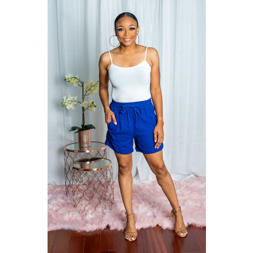 Keep The Energy Linen Shorts - Bright Blue Keep The Energy Linen Shorts - Bright Blue