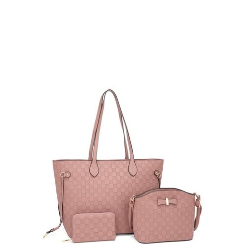 Making Deals 3PC Handbag Set - Mauve Making Deals 3PC Handbag Set - Mauve