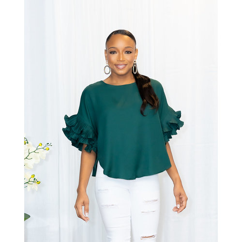 Finesse Me Ruffle Top - HUNTER GREEN Finesse Me Ruffle Top - HUNTER GREEN