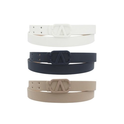 On The Right Path 3PC Belt Set - Taupe/Navy/White