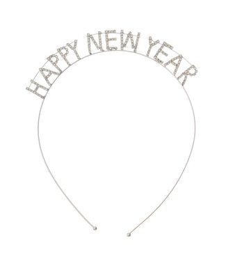 Happy New Year Rhinestone Headband - Silver