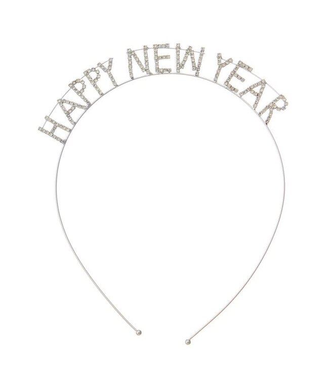 Happy New Year Rhinestone Headband - Silver