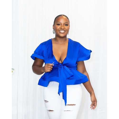 Show Stopper Ruffle Open Front Top - ROYAL BLUE Show Stopper Ruffle Open Front Top - ROYAL BLUE