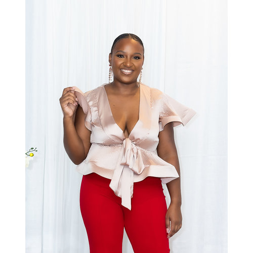 Show Stopper Ruffle Open Front Top - CHAMPAGNE Show Stopper Ruffle Open Front Top - CHAMPAGNE
