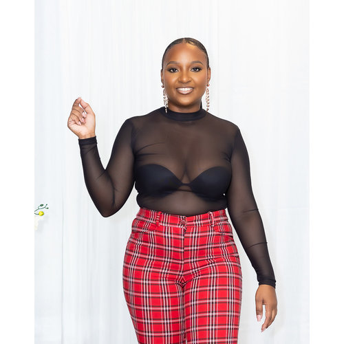 Simply Mock Neck Sheer Bodysuit - Black Simply Mock Neck Sheer Bodysuit - Black
