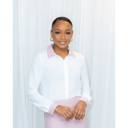 Really Preppy Houndstooth Buttoned Top - Ivory/Lavender Really Preppy Houndstooth Buttoned Top - Ivory/Lavender
