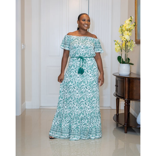 Fine China Floral Off Shoulder Maxi Dress Fine China Floral Off Shoulder Maxi Dress