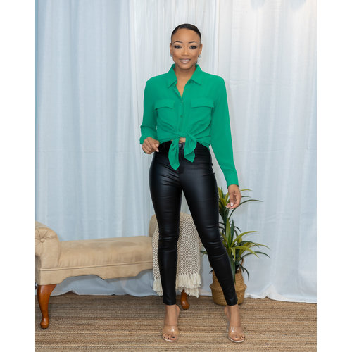 Talk That Talk Buttoned Top - Green Talk That Talk Buttoned Top - Green