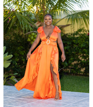 Warning Signs Ruffle Maxi Dress