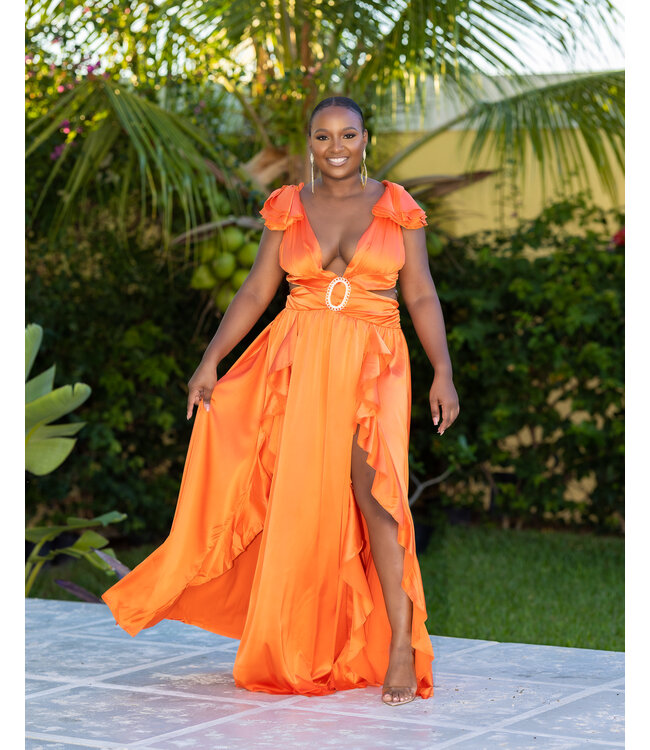 Warning Signs Ruffle Maxi Dress