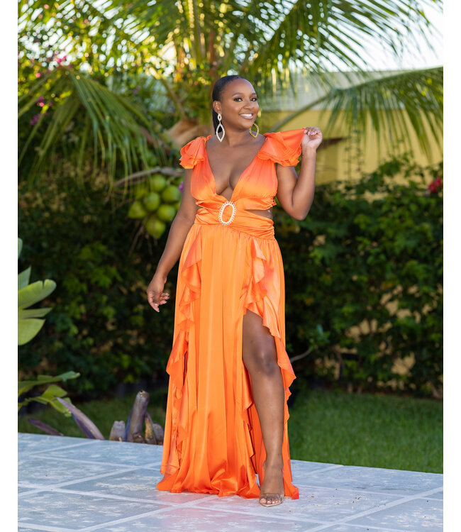 Warning Signs Ruffle Maxi Dress