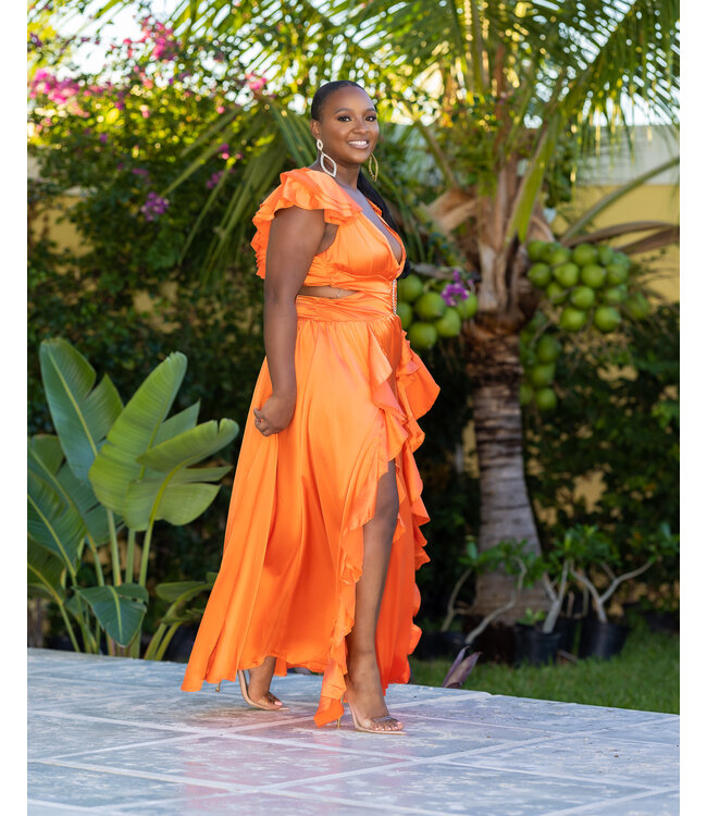 Warning Signs Ruffle Maxi Dress