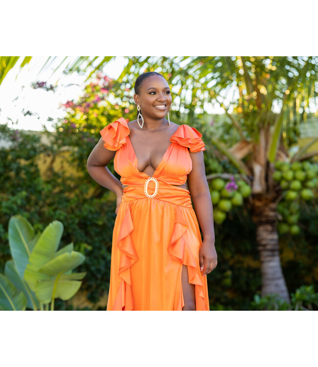 Warning Signs Ruffle Maxi Dress