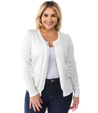 PLUS Ivory Round Neck Cardigan