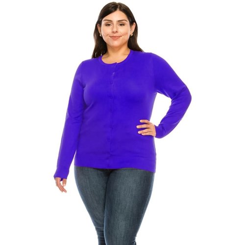 PLUS Royal Blue Round Neck Cardigan PLUS Royal Blue Round Neck Cardigan