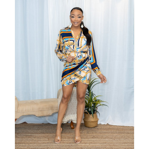 In Chain Wrapped Long Sleeve Dress In Chain Wrapped Long Sleeve Dress