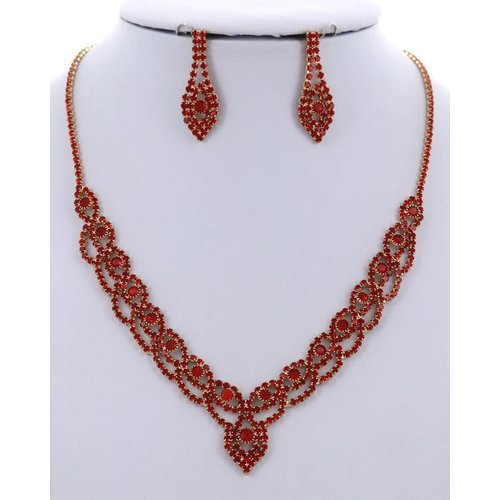 Perfect Evening Necklace Set - Red