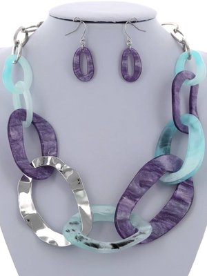 Linked Up Necklace Set - Purple