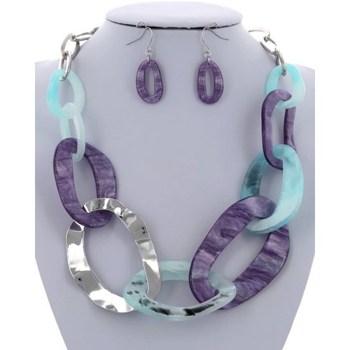 Linked Up Necklace Set - Purple Linked Up Necklace Set - Purple