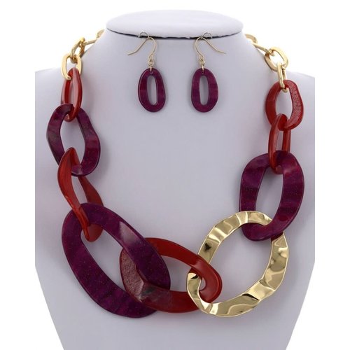 Linked Up Necklace Set - Red Linked Up Necklace Set - Red