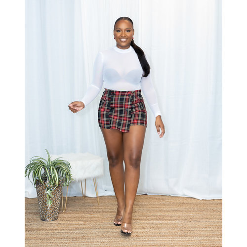 Little Miss Plaid Buttoned Wrap Shorts Little Miss Plaid Buttoned Wrap Shorts