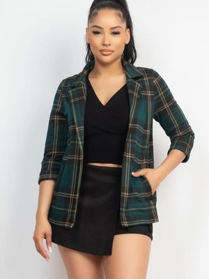 Time To Excel Plaid Jacket - Dark Green