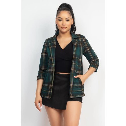 Time To Excel Plaid Jacket - Dark Green Time To Excel Plaid Jacket - Dark Green