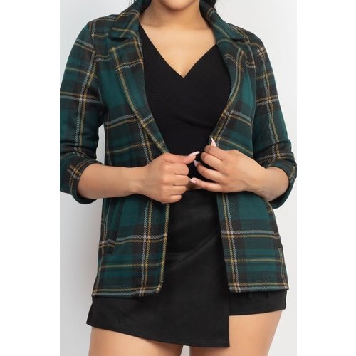 Time To Excel Plaid Jacket - Dark Green