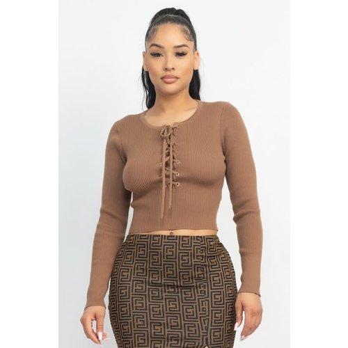 Heart To Heart Sweater Top - Mocha Heart To Heart Sweater Top - Mocha
