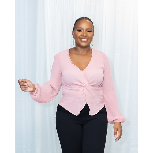 Ready In A Ruched Twist Top - BLUSH Ready In A Ruched Twist Top - BLUSH
