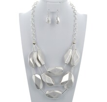 Double Time Necklace Set - Silver