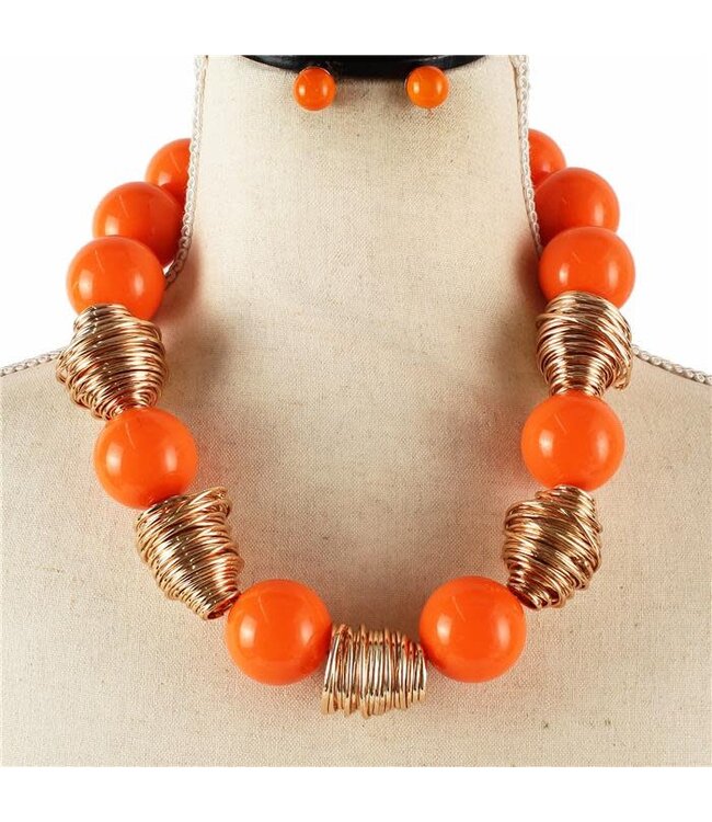 Don't Pop Necklace Set - Orange