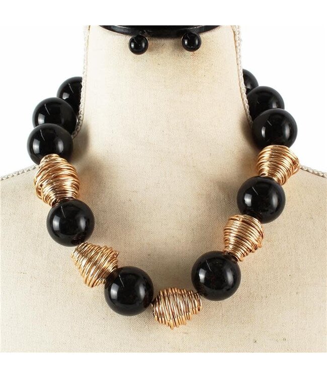 Don't Pop Necklace Set - Black