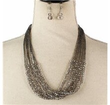 Bead Reaction Necklace Set - Pewter