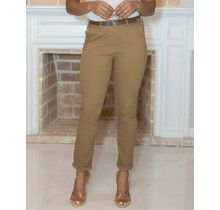 Follow Through Belted Ankle Pants - Khaki