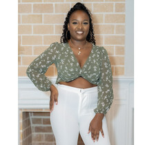 Twist In Time Cropped Top - Olive