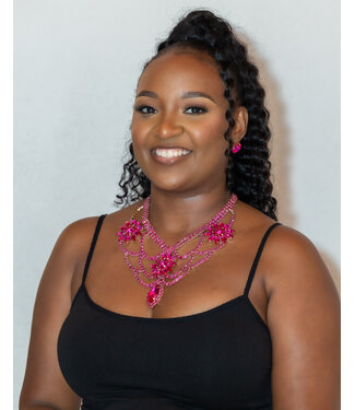Drip Me In Jewels Necklace Set - Fuchsia