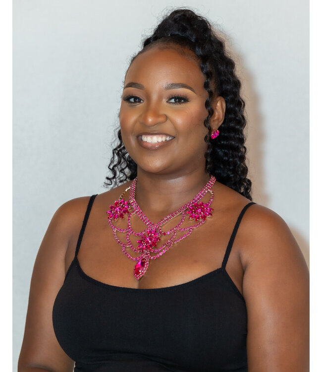 Drip Me In Jewels Necklace Set - Fuchsia
