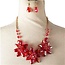 New Chances Floral Necklace Set - Red