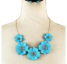 My Time To Bloom Necklace Set - Blue