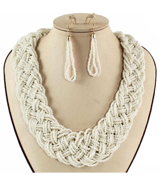 Braid Way Necklace Set - Cream