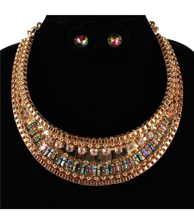 Off Guard Necklace Set - Gold Multi