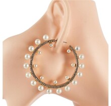 Embedded In Pearls Hoops - Gold