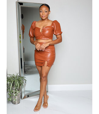 By Any Means Leather Skirt Set