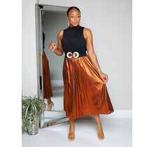 Copper Glow Pleated Skirt