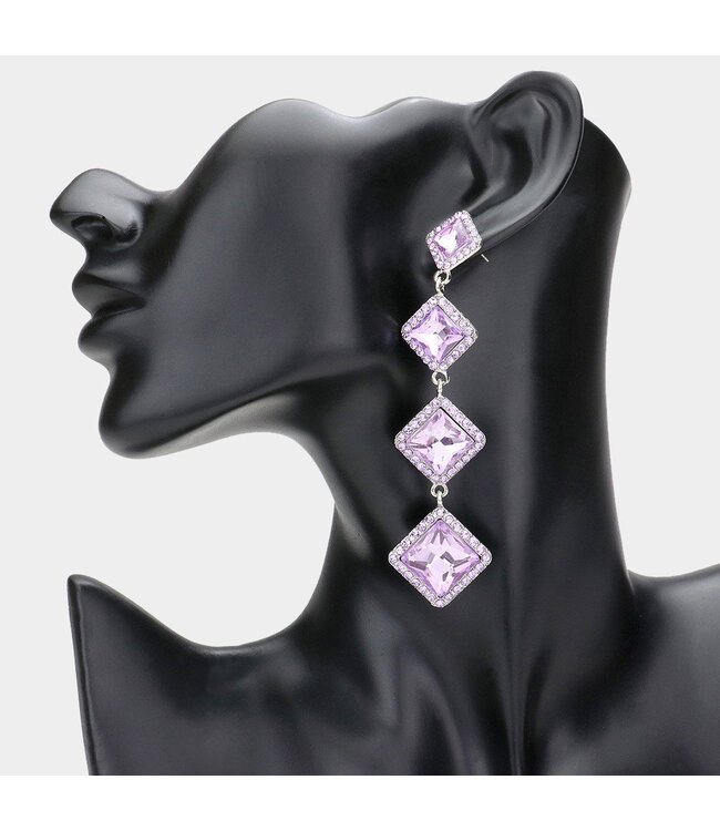Diamond Pieces Earrings - Lavender