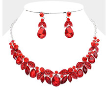 Wrapped In Vines Necklace Set - Red