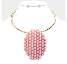 Make It Pretty Pearl Necklace Set - Pink