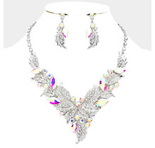 Already Won Necklace Set - Silver Iridescent